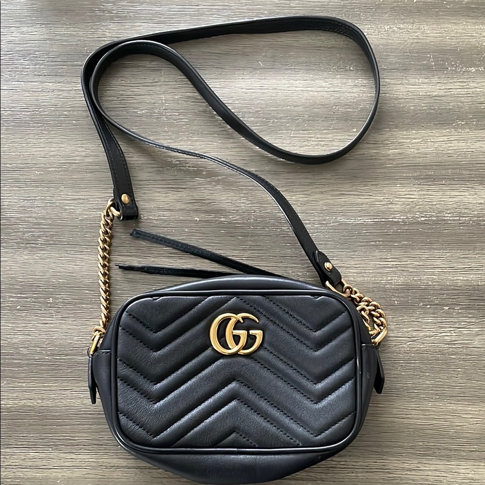 Black Gucci Quilted Crossbody Bag
